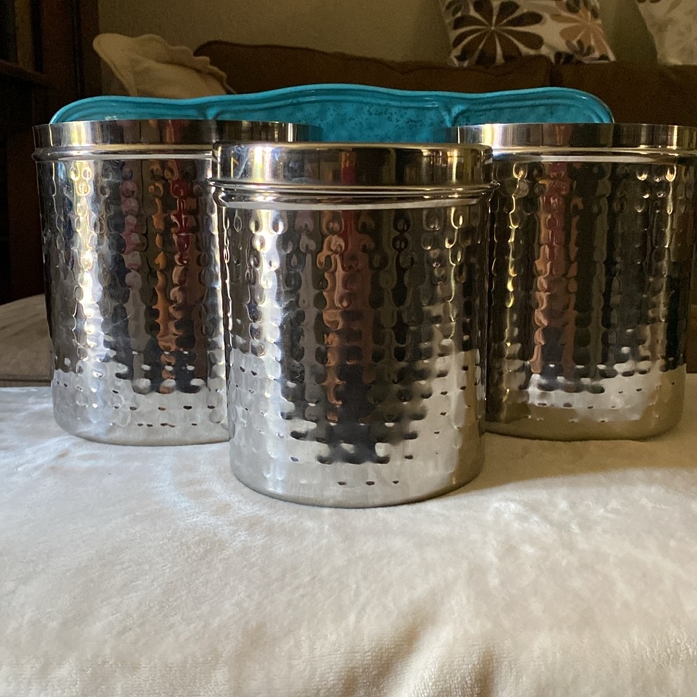 Stainless Steel Hammered Canister Set